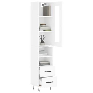 Stylish Highboard High Gloss White - 34.5x34x180 cm