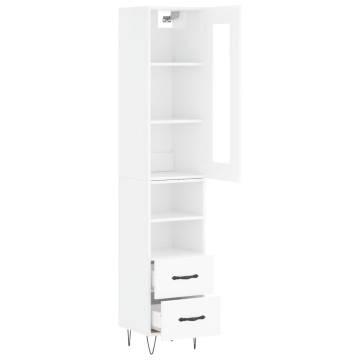 Stylish Highboard High Gloss White - 34.5x34x180 cm