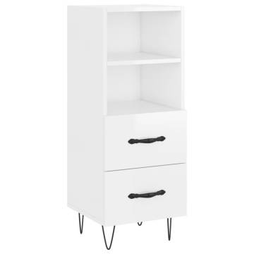 Stylish Highboard High Gloss White - 34.5x34x180 cm