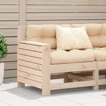 Garden Armrest Sofa with Cushion - Solid Pine Wood