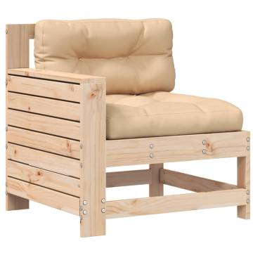 Garden Armrest Sofa with Cushion - Solid Pine Wood