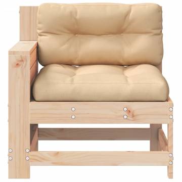 Garden Armrest Sofa with Cushion - Solid Pine Wood