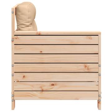 Garden Armrest Sofa with Cushion - Solid Pine Wood