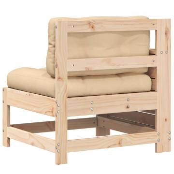 Garden Armrest Sofa with Cushion - Solid Pine Wood