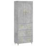 Stylish Highboard Concrete Grey - 69.5x34x180 cm