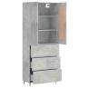 Stylish Highboard Concrete Grey - 69.5x34x180 cm