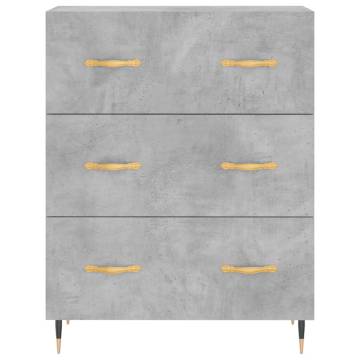 Stylish Highboard Concrete Grey - 69.5x34x180 cm