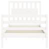 White Bed Frame with Headboard 90x200 cm - Solid Wood