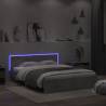 Bed Frame with Headboard and LED Concrete Grey 160x200 cm Colour concrete grey Size 160 x 200 cm 