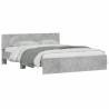 Stylish Concrete Grey Bed Frame with LED Headboard - 160x200cm