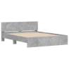 Stylish Concrete Grey Bed Frame with LED Headboard - 160x200cm