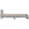 Stylish Concrete Grey Bed Frame with LED Headboard - 160x200cm