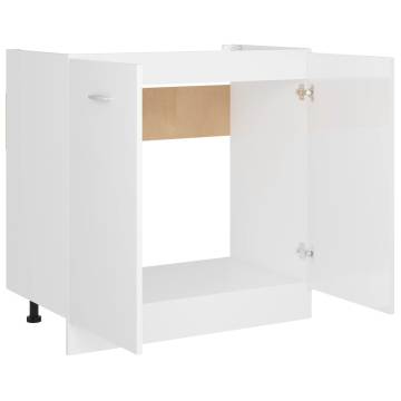 High Gloss White Sink Bottom Cabinet - 80x46x81.5 cm