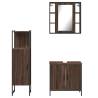 3 Piece Bathroom Cabinet Set - Brown Oak Engineered Wood