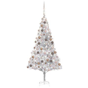 Artificial Pre-lit Christmas Tree Silver 240 cm with Ball Set