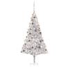 Artificial Pre-lit Christmas Tree with Ball Set Silver 240 cm PET Colour silver and rose Size 240 x 120 cm Quantity in Package 1 Number of Branch Tips 