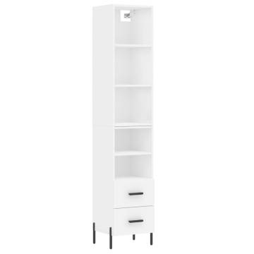 Stylish Highboard White 34.5x34x180 cm - Hipomarket