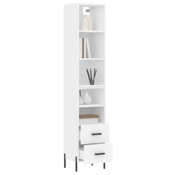 Stylish Highboard White 34.5x34x180 cm - Hipomarket