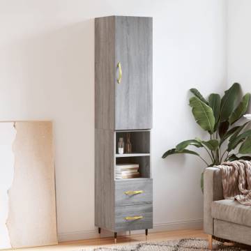 Elegant Grey Sonoma Highboard - 34.5x34x180 cm | Hipo Market