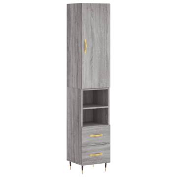 Elegant Grey Sonoma Highboard - 34.5x34x180 cm | Hipo Market