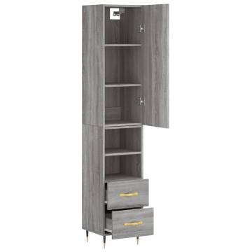 Elegant Grey Sonoma Highboard - 34.5x34x180 cm | Hipo Market