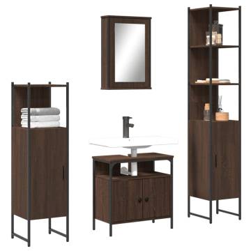 4-Piece Brown Oak Bathroom Furniture Set - High Quality & Stylish