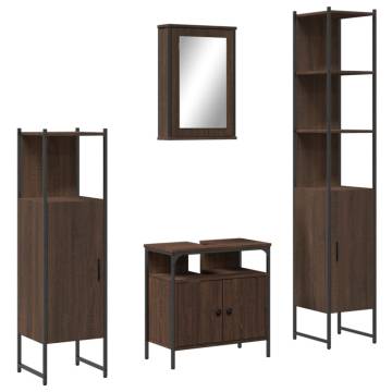 4-Piece Brown Oak Bathroom Furniture Set - High Quality & Stylish