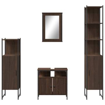 4-Piece Brown Oak Bathroom Furniture Set - High Quality & Stylish