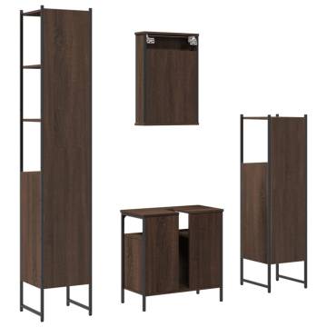 4-Piece Brown Oak Bathroom Furniture Set - High Quality & Stylish