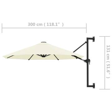 Elegant Wall-Mounted Parasol with Metal Pole - 300 cm Sand