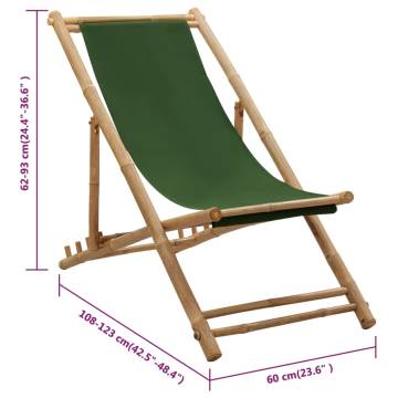 Bamboo & Canvas Deck Chair - Green | Hipomarket UK