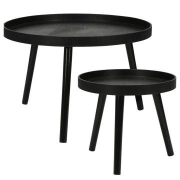 Stylish Home&Styling 2 Piece Round Black Side Table Set