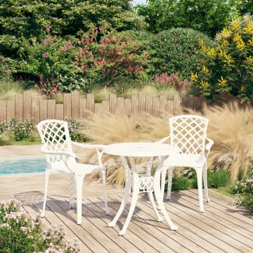 Elegant 3 Piece White Bistro Set - Cast Aluminium Furniture