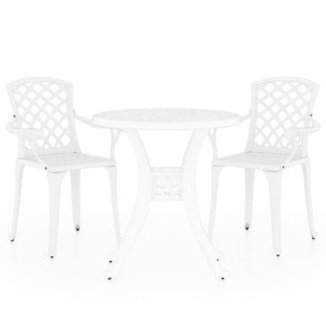 Elegant 3 Piece White Bistro Set - Cast Aluminium Furniture