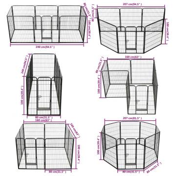 Dog Playpen 8 Panels Steel 80x100 cm - Safe & Durable