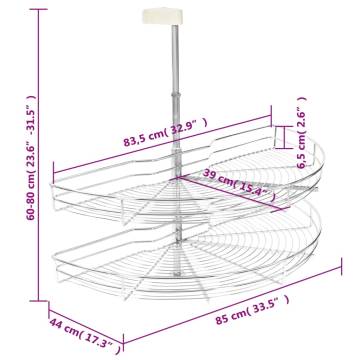 2-Tier Kitchen Wire Basket - Silver, 180° Rotatable | Hipo Market