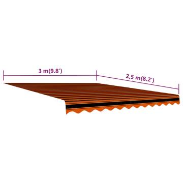 Awning Top Sunshade Canvas - Orange & Brown 300x250 cm | HipoMarket