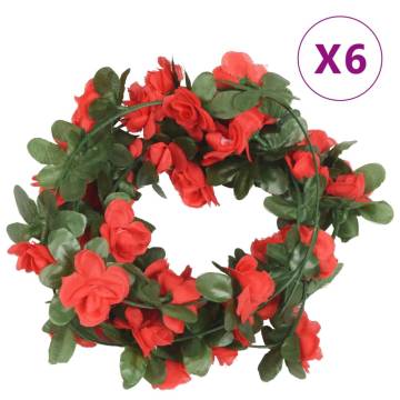 Artificial Flower Garlands - 6 pcs Spring Red 250 cm