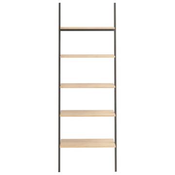 5-Tier Leaning Shelf - Light Brown & Black | Compact Storage