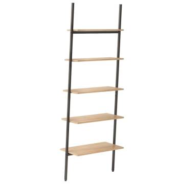 5-Tier Leaning Shelf - Light Brown & Black | Compact Storage