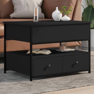 Elegant Black Coffee Table 70x50 cm - Durable Wood & Metal