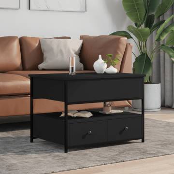 Elegant Black Coffee Table 70x50 cm - Durable Wood & Metal