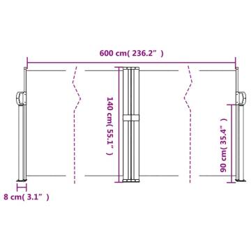 Retractable Side Awning Red 140x600 cm - Hipomarket UK