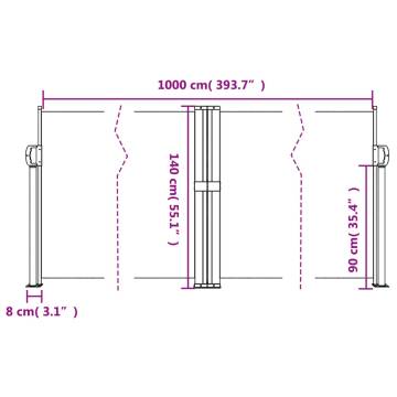 Retractable Side Awning Red 140x1000 cm - Privacy & Style