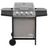 Gas BBQ Grill with 4 Burners - Black & Silver | Hipomarket UK