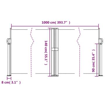 Retractable Side Awning Cream - 140x1000 cm | HipoMarket