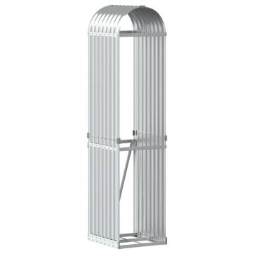 Log Holder Silver 40x45x170 cm - Galvanised Steel Firewood Rack