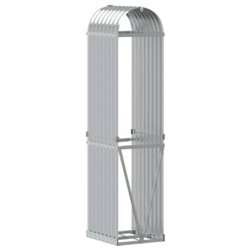 Log Holder Silver 40x45x170 cm - Galvanised Steel Firewood Rack