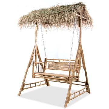 2-Seater Swing Bench with Palm Leaves - Relax in Style