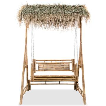 2-Seater Swing Bench with Palm Leaves - Relax in Style